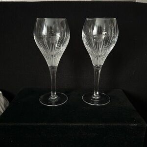 Vintage Belfor Savannah Pattern Crystal Wine Glass Set of 2